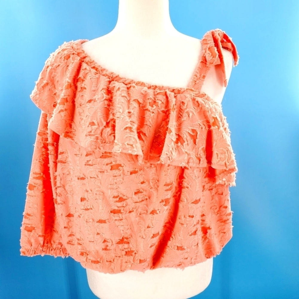 NWT Lauren Conrad peach one sleeve top L